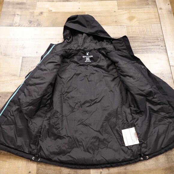 Spyder Women’s Medium Black Ski Jacket Aqua Zip F17 Winter Snow - Picture 11 of 13